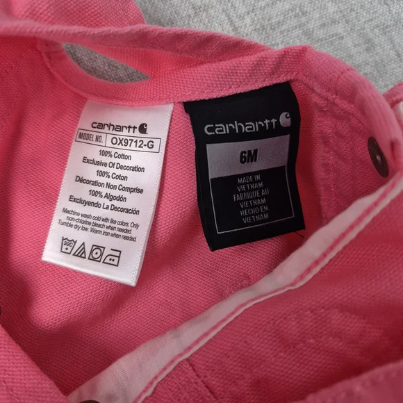 Carhartt Baby Girls Pink Canvas Overalls - Heart Hardware - 6M - Picture 6 of 10
